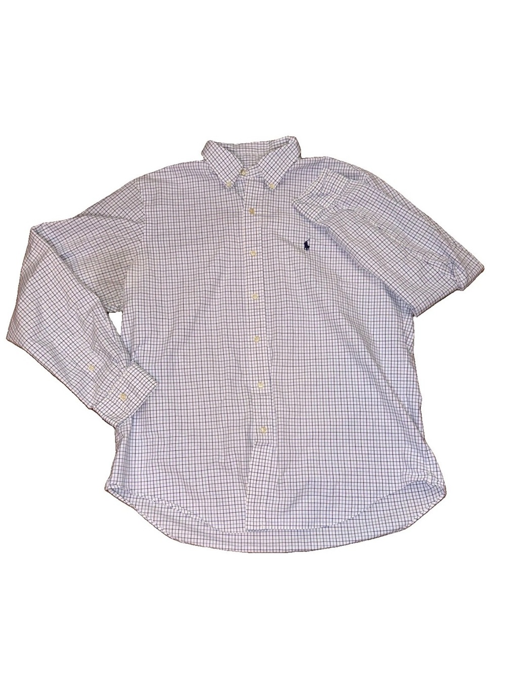 Ralph Lauren Blue and White Check Button-Down Shirt Blue Pony
